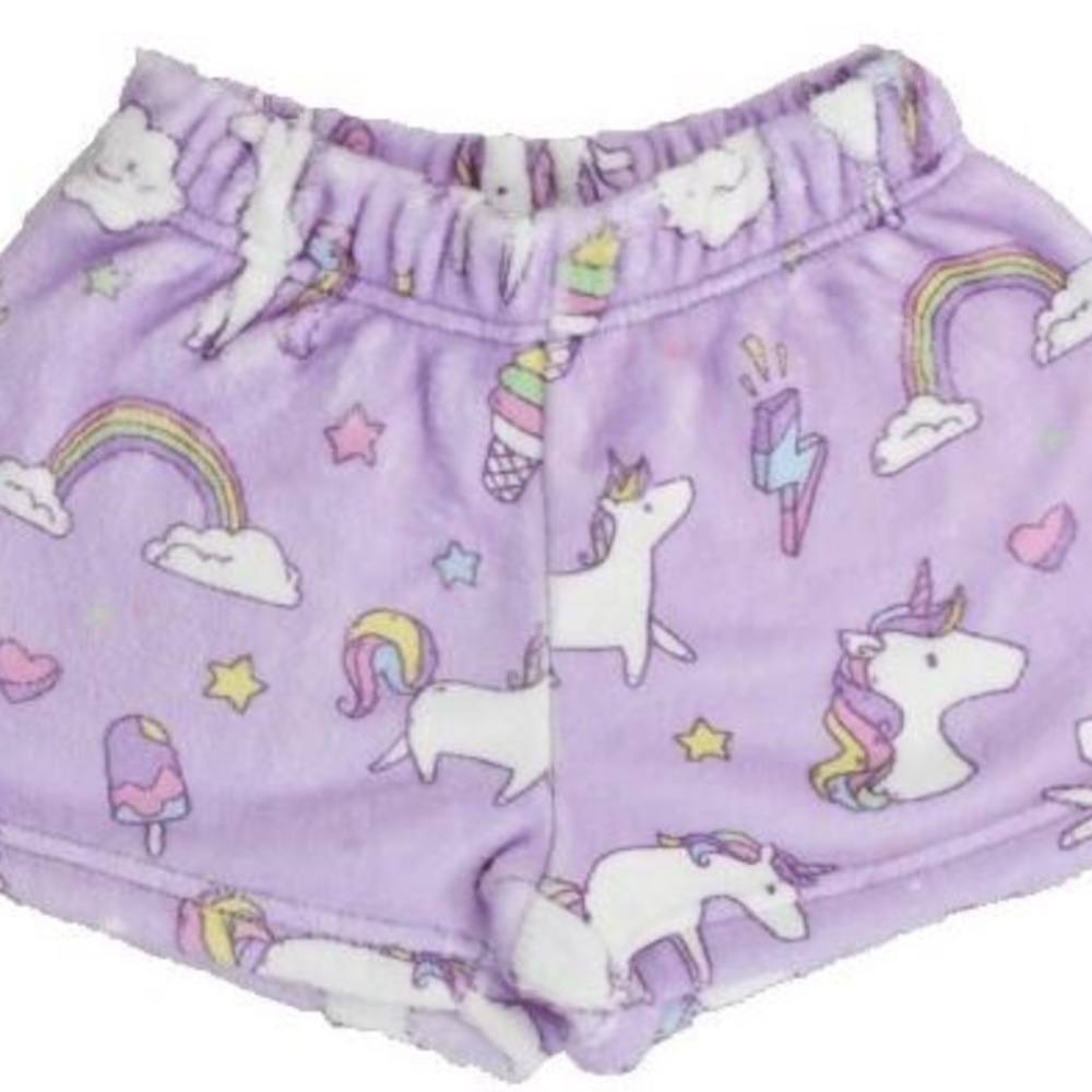 Iscream Girls Unicorn Wishes  Plush Shorts Sz L/14
